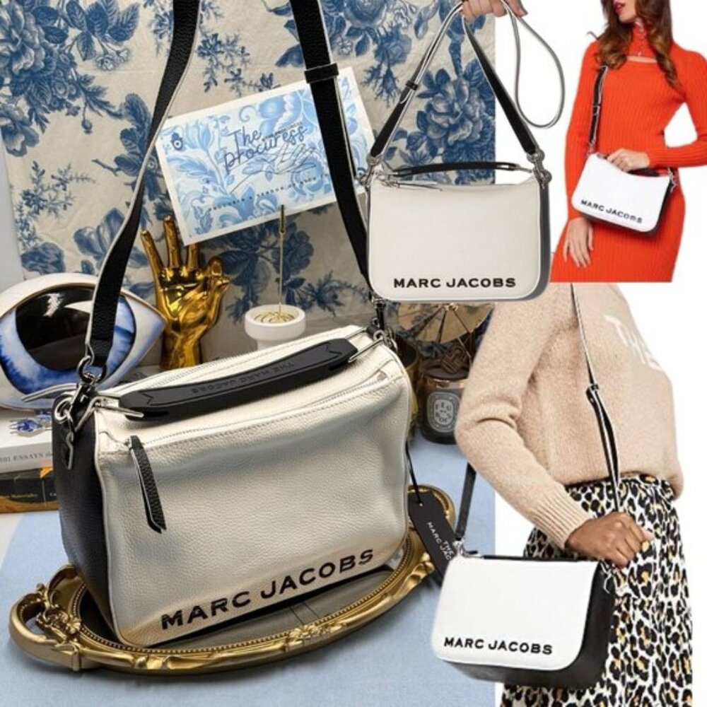 🆕 MARC JACOBS 🧿 NWT The Soft Box 23 - Black & White Leather